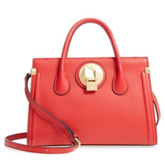 Celine Dion Octave Leather Satchel Red - Picture 2 of 12